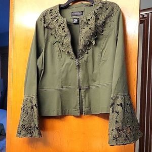 Large Dark green "Live a Little" jacket.